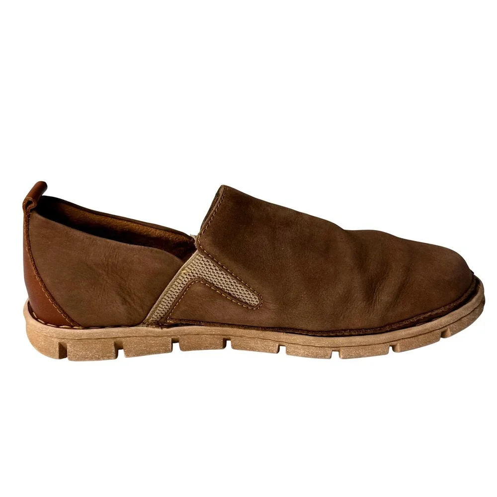 Born Mens Brown Leather Slip On Loafers Casual Comfort Shoes Sz 10.5 -11